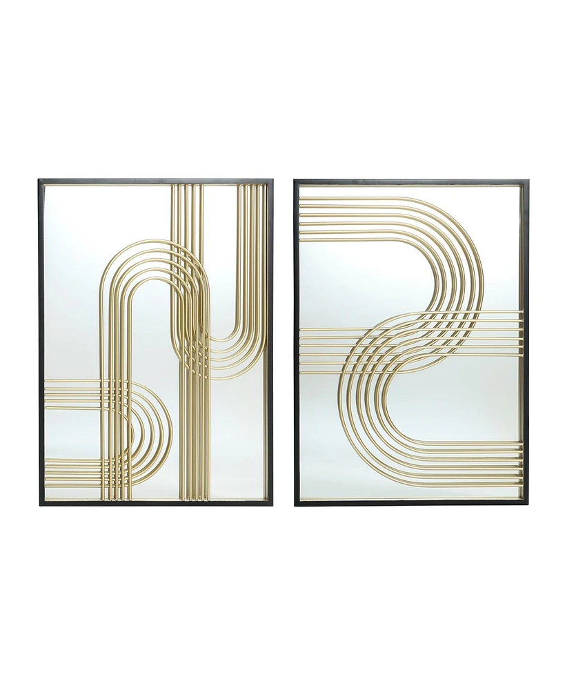 LuxenHome Set of 2 Modern Iron Loops Rectangular Accent Wall Mirrors