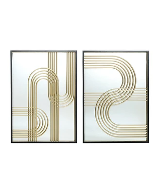 LuxenHome Set of 2 Modern Iron Loops Rectangular Accent Wall Mirrors