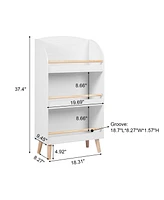 LuxenHome Children's Multi-Functional 3-Shelf Bookcase Toy Storage Bin, White