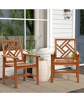 LuxenHome Carmel Solid Wood Outdoor Dining Chair, Set of 2