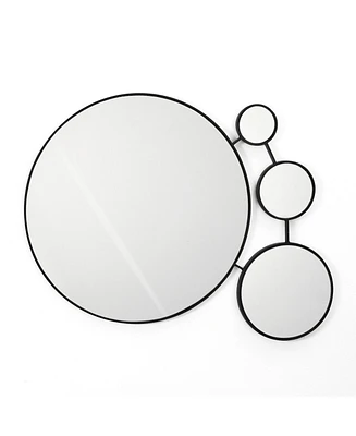 LuxenHome Circles Black Metal Frame Round Wall Mirror