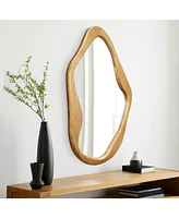 LuxenHome Freeform Pine Wood Frame Free Form Wall Mirror