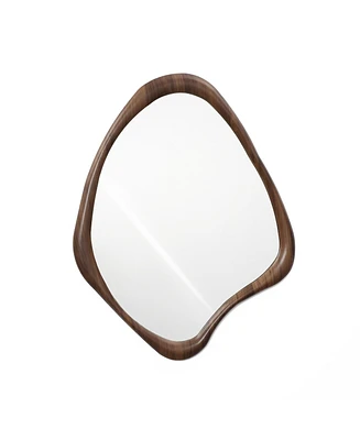 LuxenHome Brown Wood Frame Decorative Wall Mirror