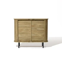 LuxenHome Mid-Century Modern 2-Door Accent Cabinet with Slatted Sliding Doors