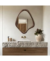 LuxenHome Brown Wood Frame Decorative Wall Mirror