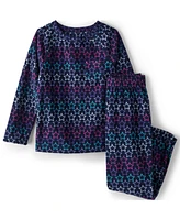 Lands' End Big Girls Long Sleeve Pocket Fleece Pajama Set