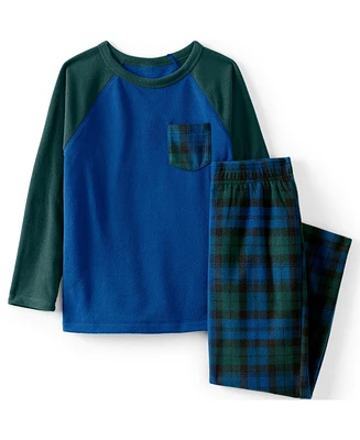 Lands' End Big Girls Long Sleeve Pocket Fleece Pajama Set