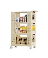 Slickblue 3-Tier Kitchen Storage Cart Multifunctional Utility Rolling Organizer for Easy Access