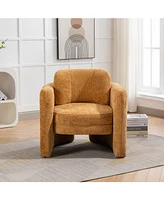 Slickblue Mid-Century Modern Barrel Accent Chair Stylish Armchair for Living Room Decor