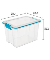 Sterilite 20 Quart Gasket Box, Stackable Storage Bin with Latching Lid, 6 Pack