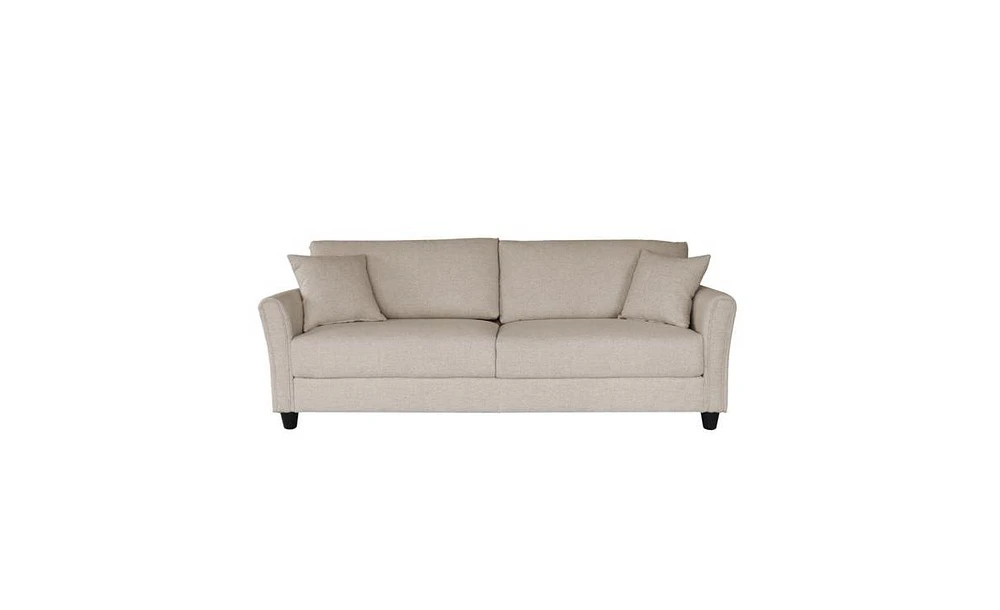 Slickblue Off-White Linen Three-Person Indoor Sofa for Elegant Living Room Seating