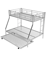 Slickblue Sturdy Twin over Full Bunk Bed with Twin Trundle and Two-Side Ladders for Space Saving Solutions