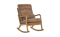 Slickblue High Back Indoor Rocking Chair – 100 cm Solid Wood Armrest with Iron Frame, Dual-Use Off