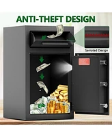 Depository Drop Safe, Front Drop Slot Lock Box with Digital Combination and Anti-Fishing, Silent Deposit Safe Box, Security Money Safe for Cash Slips