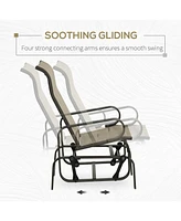 Simplie Fun Outdoor Glider Chair, Gliders for Outside Patio with Smooth Rocking Mechanism and Lightweight Construction for Backyard, Tan