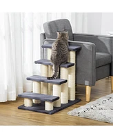 Streamdale Furniture Cat Tree with 4 Steps for High Beds Couch, Cute Stair Shaped Cat Tree for Indoor Cats or Dogs w/ Sisal Scratching Post, Climbing,