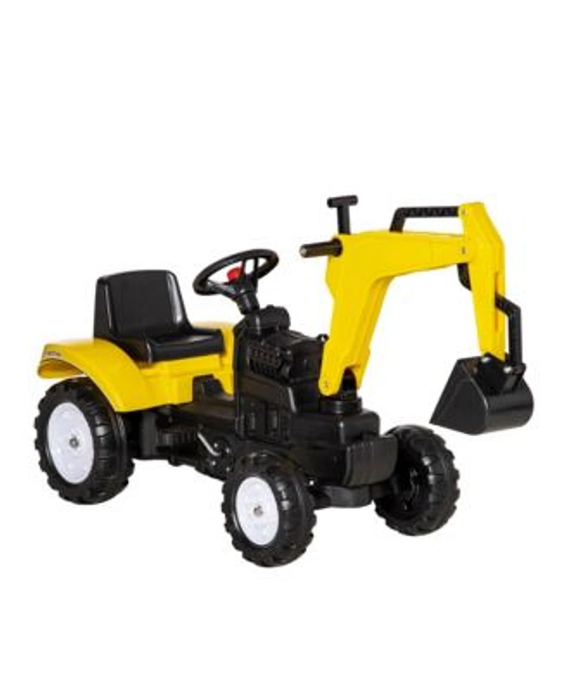 Streamdale Furniture Kids Ride On Excavator Pedal Digger Construction Truck With Horn For Kids Toddlers 3 Yellow