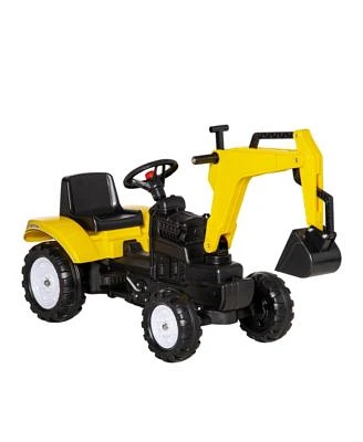 Streamdale Furniture Kids Ride On Excavator Pedal Digger Construction Truck With Horn For Kids Toddlers 3 Yellow