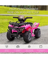 Simplie Fun Kids Atv Four Wheeler Ride on Car, Motorized Quad, 6V Battery Powered Electric Quad with Songs for 18-36 Months, Pink