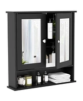 Costway Wall Mount Mirror Cabinet Bathroom Medicine Cabinet Organizer