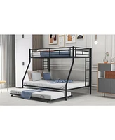 Slickblue Sturdy Twin over Full Bunk Bed with Trundle and Two-Side Ladders for Space Saving Solutions