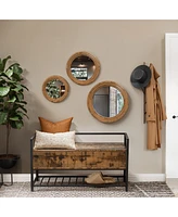 LuxenHome 3-Piece Round Rubberwood Frame Accent Wall Mirror Set