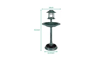 Slickblue Plastic Round Birdbath with Solar Light Elegant Outdoor Decor for Birds and Gardens