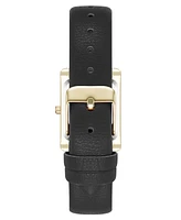 Anne Klein Women's Quartz Rectangular Faux Leather and Gold-Tone Alloy Metal Watch, 24mm