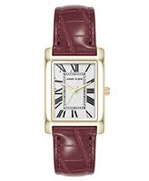 Anne Klein Women's Quartz Signature Red Crocograin Leather and Gold-Tone Alloy Metal Watch, 25mm