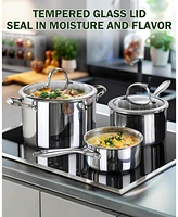 Cooks Standard 6 Piece Multi-Ply Clad Stainless Steel Cookware Set,Kitchen Induction Cooking Set, Silver