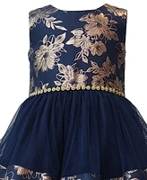 Bonnie Jean Little Girls Tiered Foiled Floral Party Dress