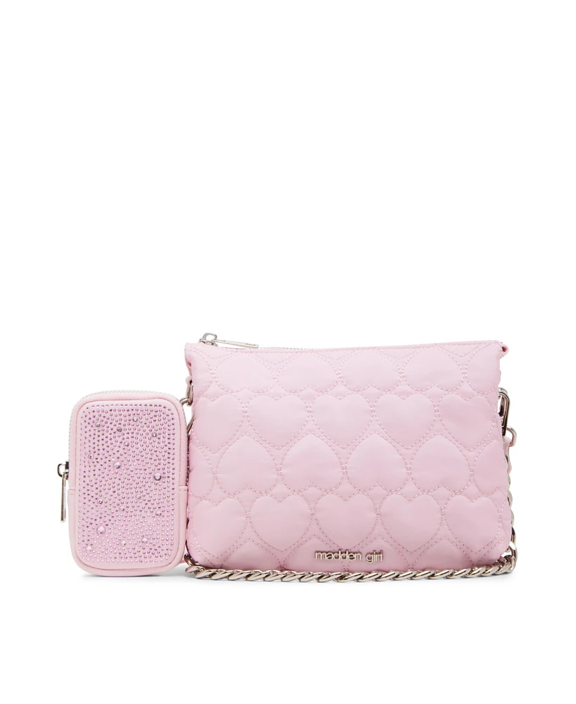 Madden Girl Ari Heart Quilt Modular Crossbody Bag