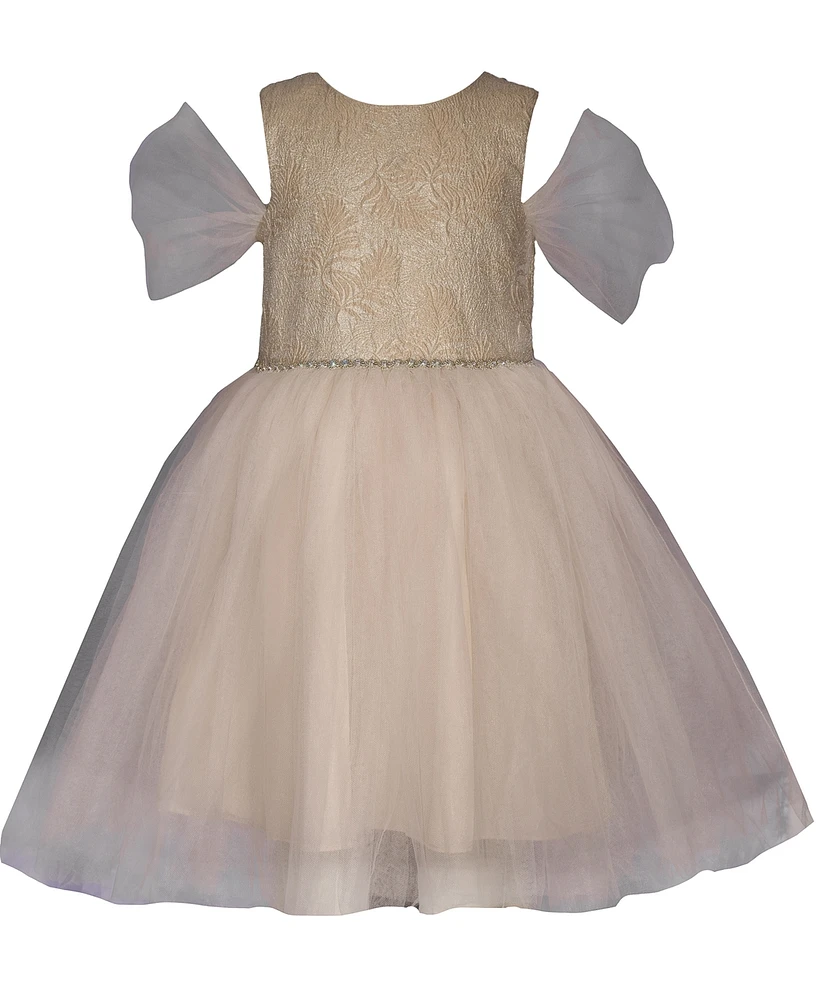 Bonnie Jean Little Girls Jacquard to Mesh Ballerina Party Dress