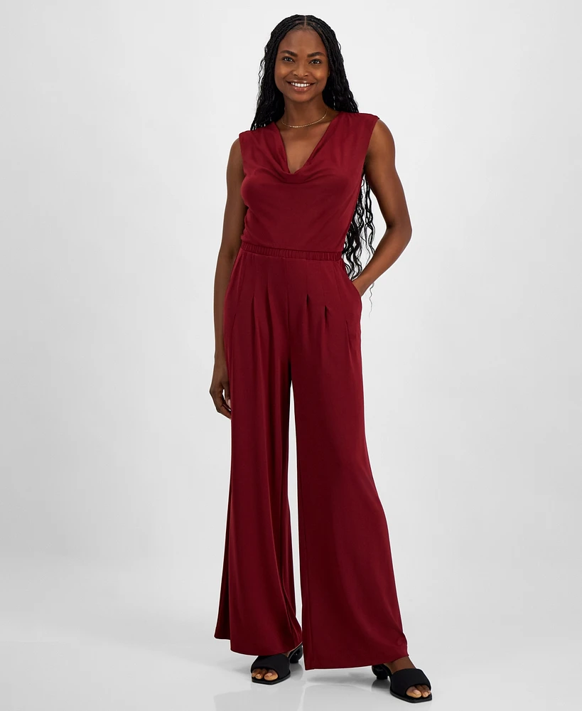 Bar Iii Women's Knit Crepe Cowlneck Jumpsuit, Exclusively at Macy's