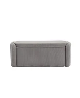 Storage Ottoman, Bedroom End Bench, Upholstered Fabric Storage Ottoman with Safety Hinge, Entryway Padded Footstool, Ottoman Bench for Living Room & B