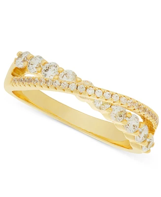 Charter Club Gold-Tone Crystal Crossover Ring, Exclusively at Macy's