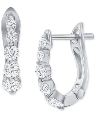 Diamond Graduated Oval Huggie Hoop Earrings (1/2 ct. t.w.) 14k White or Yellow Gold