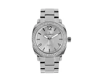 Peugeot Women's 40mm Silver Boyfriend Bracelet Watch with Crystal Bezel