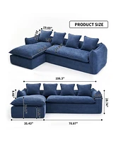 Simplie Fun Sofa Deep Seat Sofa 3 Seater for Living Room Oversized Comfy Sofa L