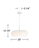 Possini Euro Design Sandringham 20" Modern Pendant Ceiling Light Fixture Dining Room Over Table Kitchen Island Foyer Hanging Round Led Dimmable Sanded