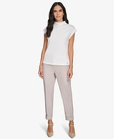 Calvin Klein Women's Mock-Neck Short-Sleeve Blouse