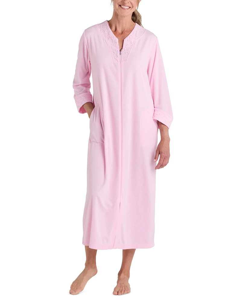 Miss Elaine Women's Zip-Front 3/4-Sleeve Terry Robe