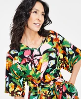 I.n.c. International Concepts Petite Printed V-Neck Dolman-Sleeve Top, Exclusively at Macy's