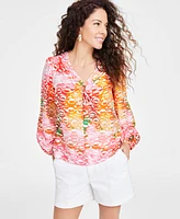 I.n.c. International Concepts Women's Keyhole V-Neck Blouse, Exclusively at Macy's