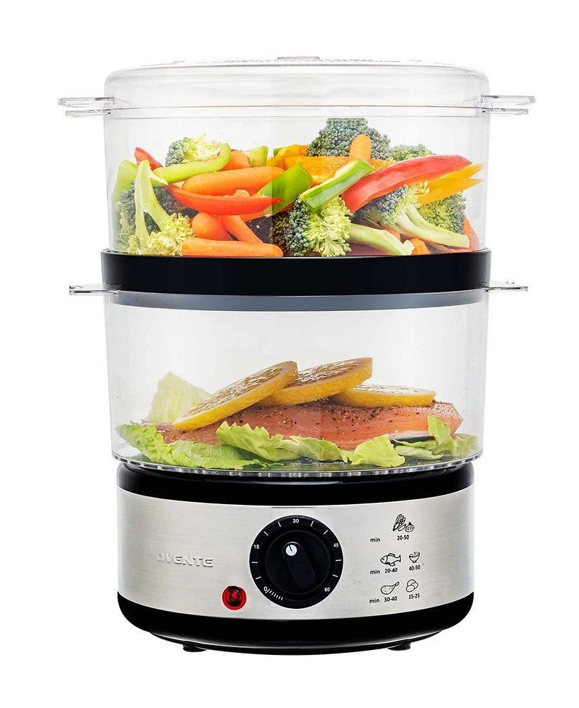 Ovente Electric Food Steamer 5 Quart Double Tier Stackable Portable FS62S