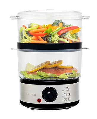 Ovente Electric Food Steamer 5 Quart Double Tier Stackable Portable FS62S