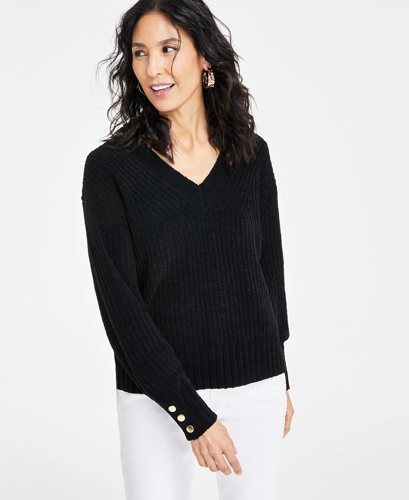 I.n.c. International Concepts Women's Chenille V-Neck Sweater, Exclusively at Macy's