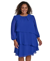 Jessica Howard Plus Tiered Chiffon Shift Dress