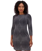 Jessica Howard Petite 3/4-Sleeve Glitter-Knit Sheath Dress