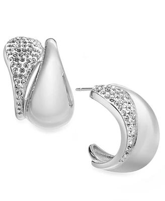 And Now This Crystal Double Teardrop C Hoop Earring